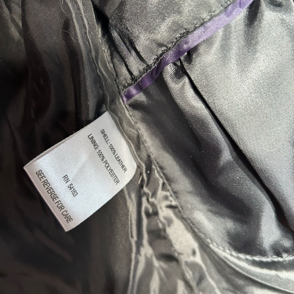 Calvin Klein Black Womens Distressed Leather Jacket Size XS - Picture 6 of 12